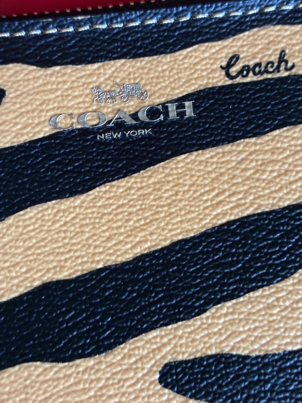 Coach Tiger Stripe Wristlet - Black & Tan - Picture 9 of 9